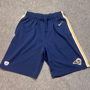 Nike Los Angeles Rams NFL Training Shorts Mens Large Navy Blue Gold 656668-419